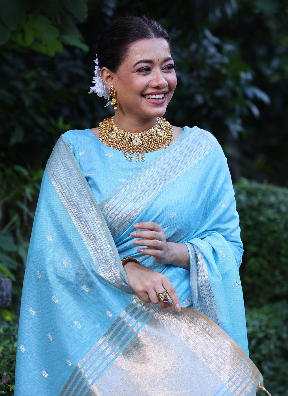 Weaving Zari Silk Blue Saree S14320