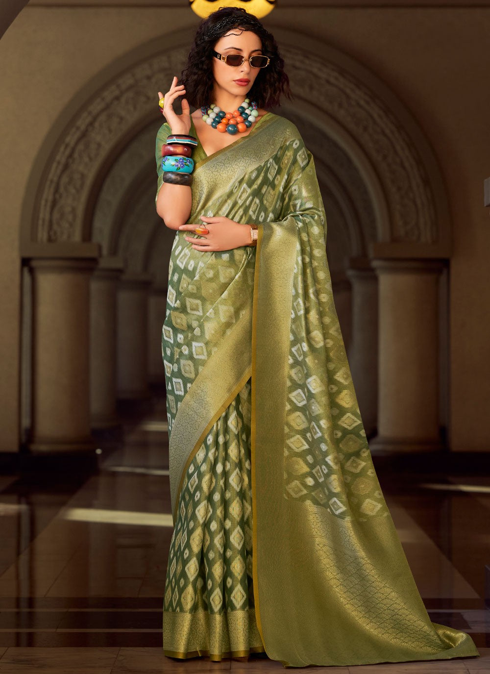 Designer Weaving Zari Teal Silk Saree S13604