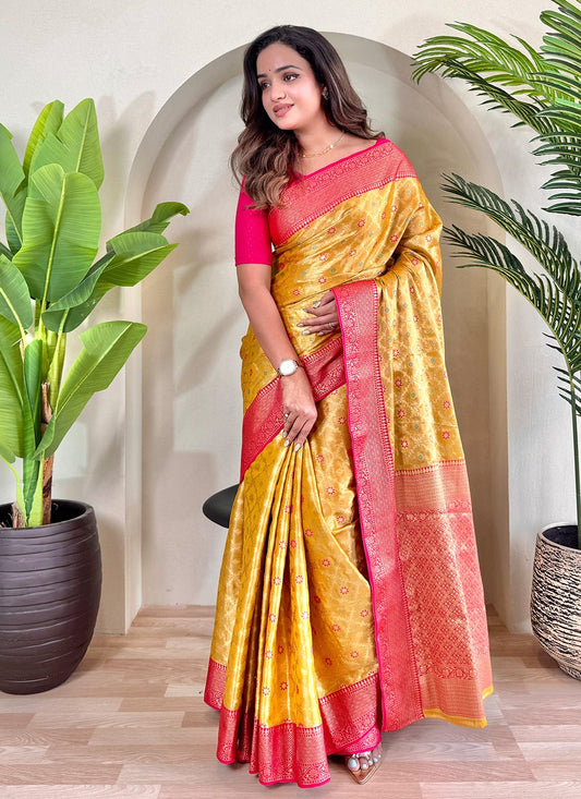 Weaving Zari Silk Mustard Trendy Saree S15243