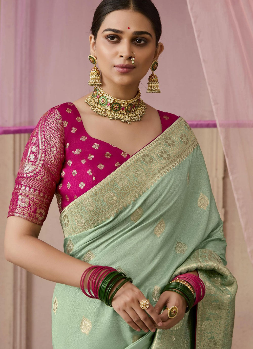 Contemporary Floral Printed Viscose Saree - S7804