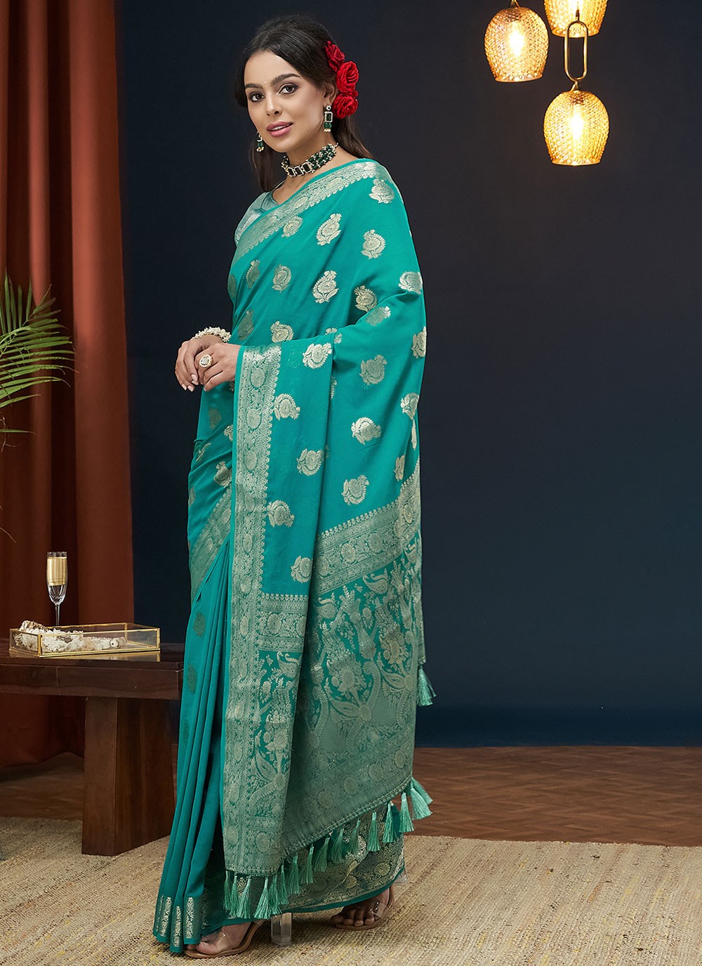 Classic Weaving Zari Georgette Saree - S7862