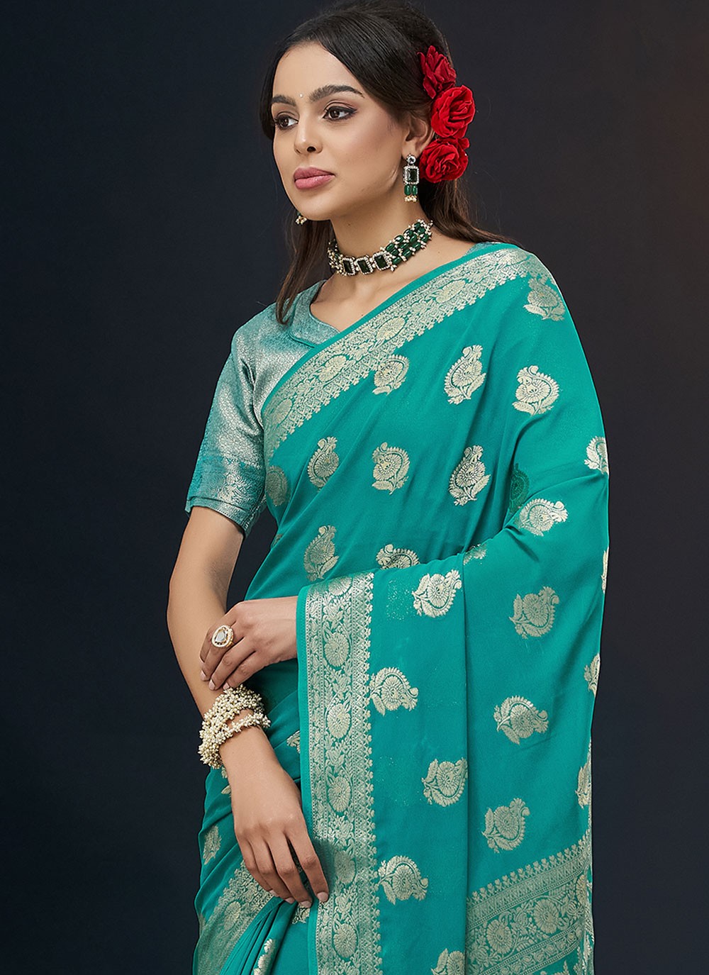 Classic Weaving Zari Georgette Saree - S7862