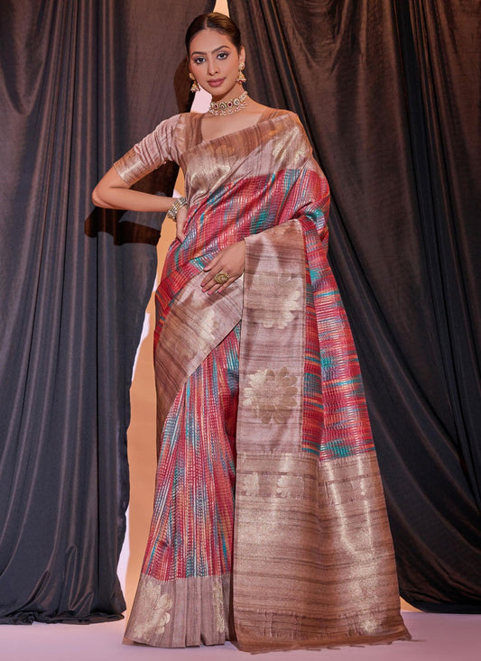 Trendy Weaving Zari Tussar Silk Saree - S5163