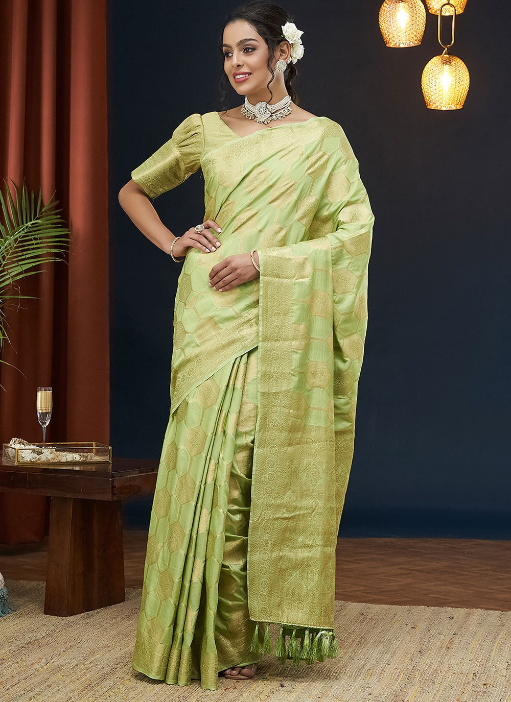 Contemporary Weaving Zari Viscose Saree - S8235