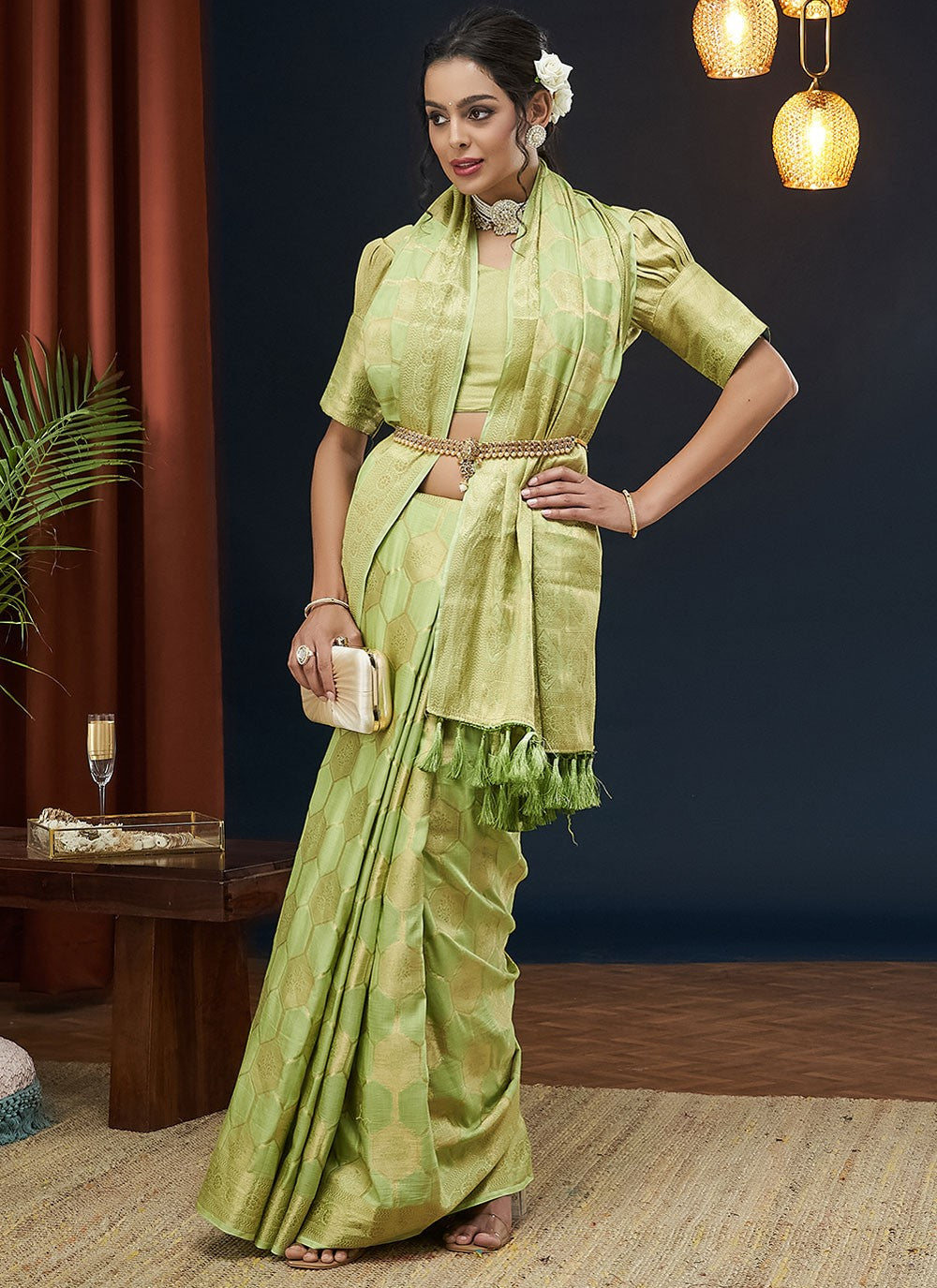 Contemporary Weaving Zari Viscose Saree - S8235