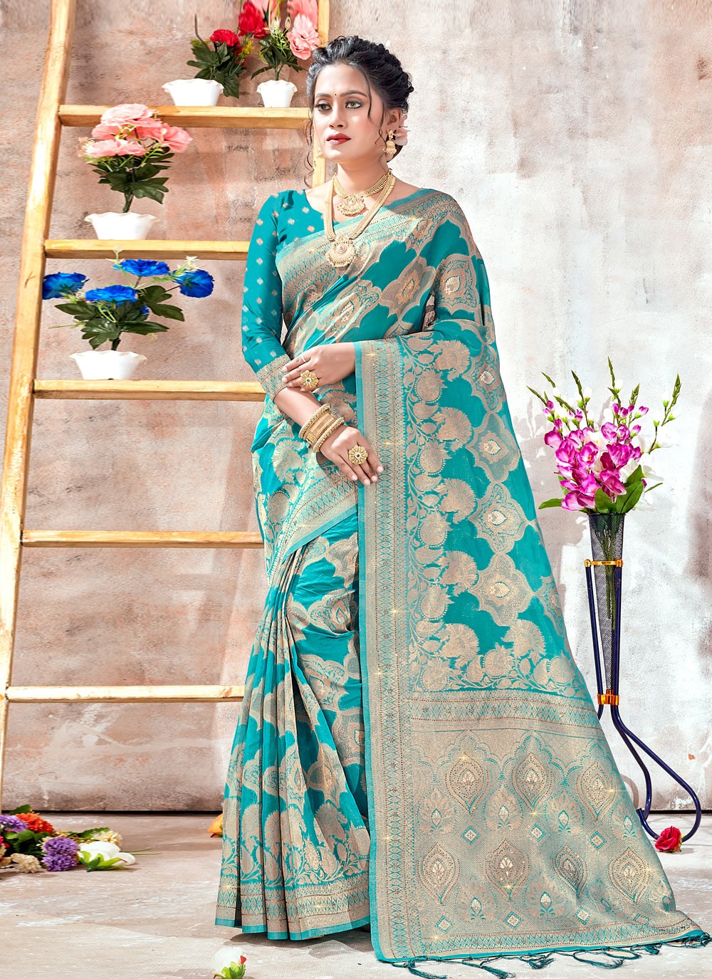 Designer Weaving Zari Organza Saree - S3050