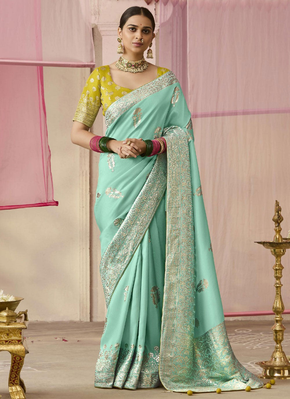 Contemporary Floral Printed Viscose Saree - S7804