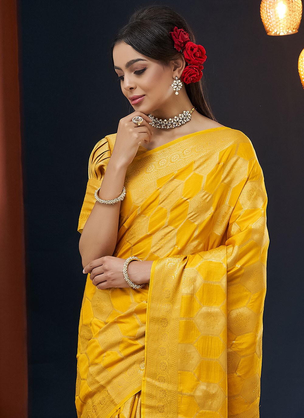 Contemporary Weaving Zari Viscose Saree - S8235