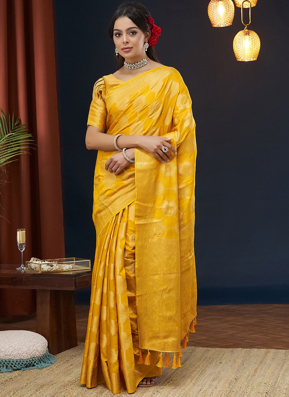 Contemporary Weaving Zari Viscose Saree - S8235