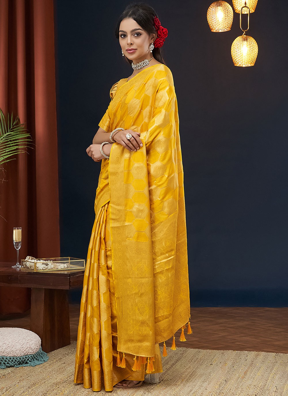 Contemporary Weaving Zari Viscose Saree - S8235