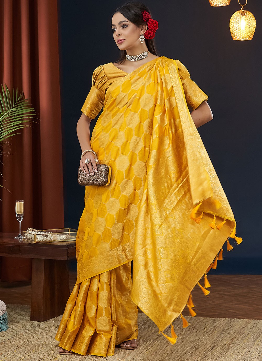 Contemporary Weaving Zari Viscose Saree - S8235