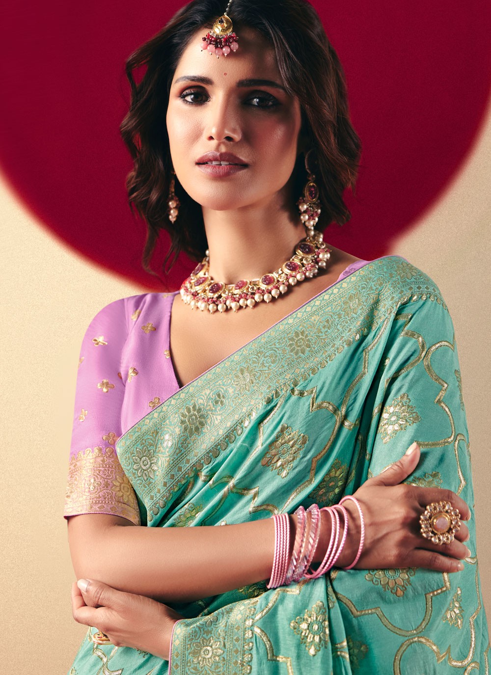 Aqua Blue Viscose Trendy Saree Weaving Zari S19420