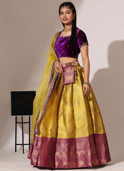 Weaving Zari Silk A - Line Lehenga - L2961