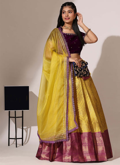 Weaving Zari Silk A - Line Lehenga - L2961