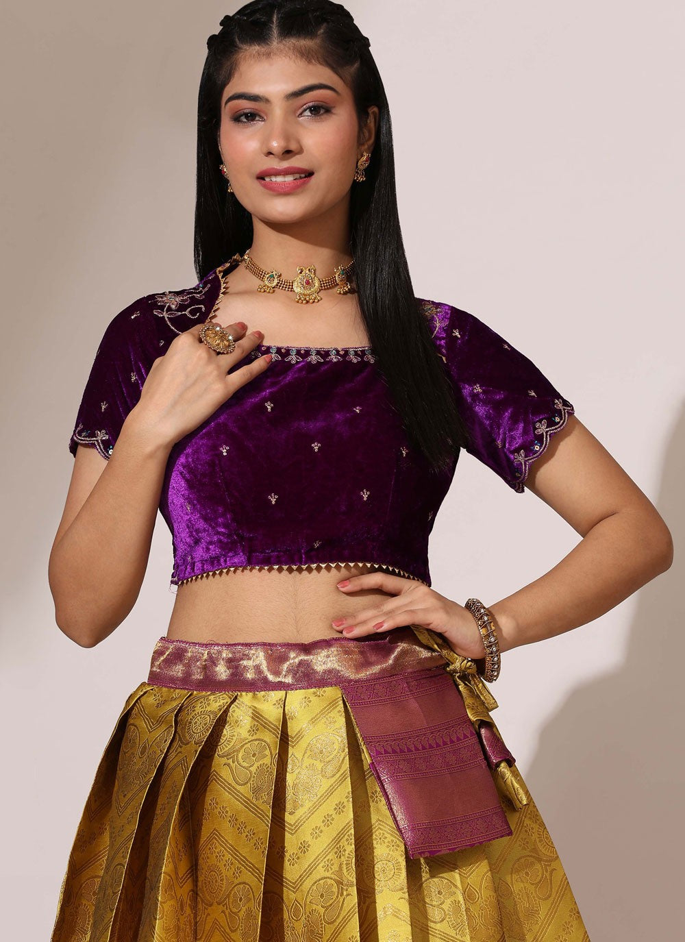 Weaving Zari Silk A - Line Lehenga - L2961