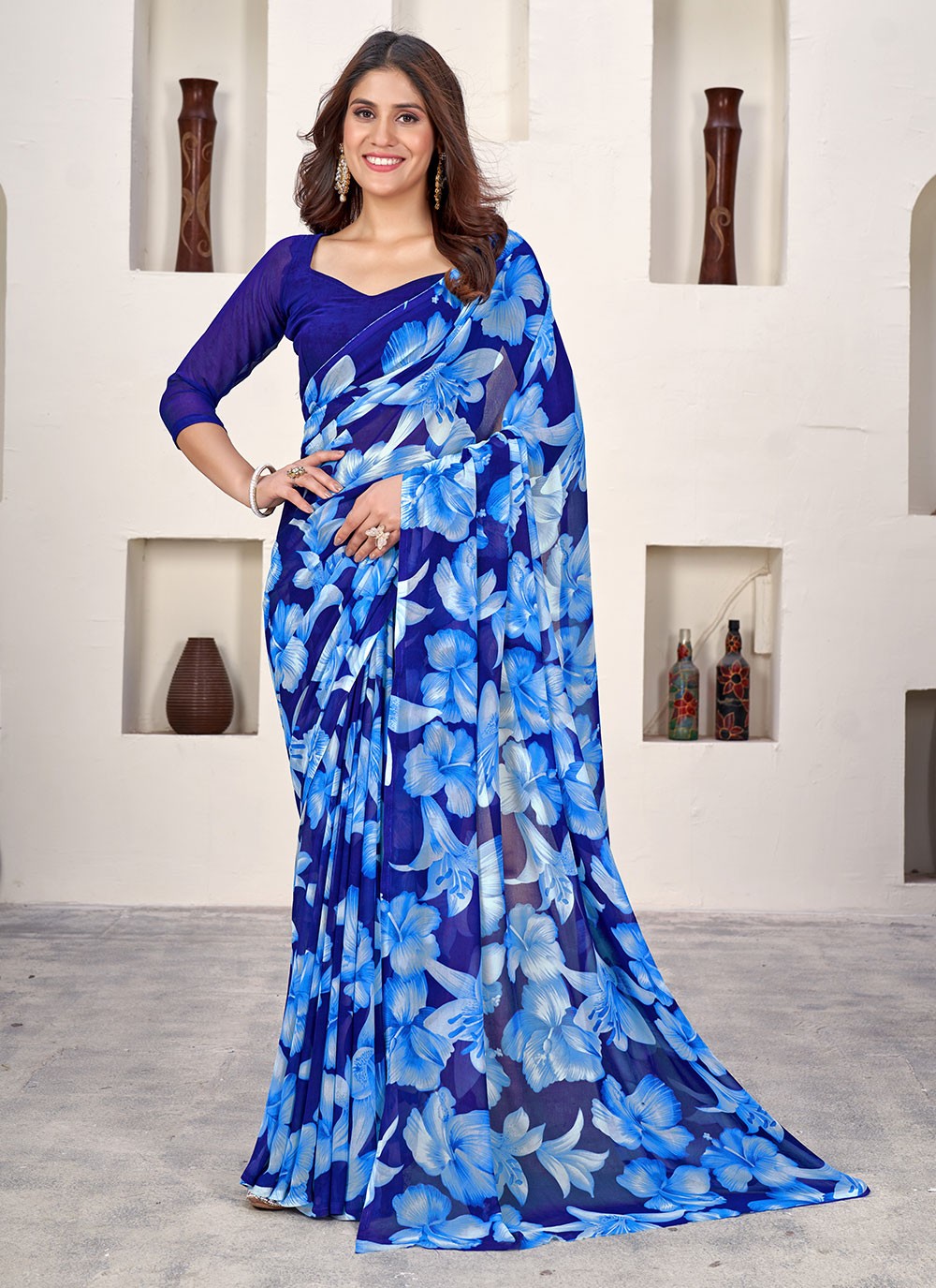 Classic Printed Weight Less Saree - S6119