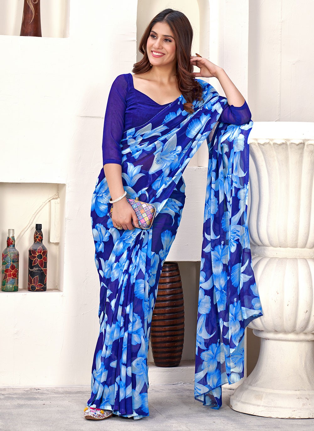 Classic Printed Weight Less Saree - S6119