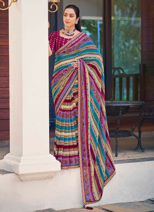 Border Work Weight Less Blue Traditional Saree S15396