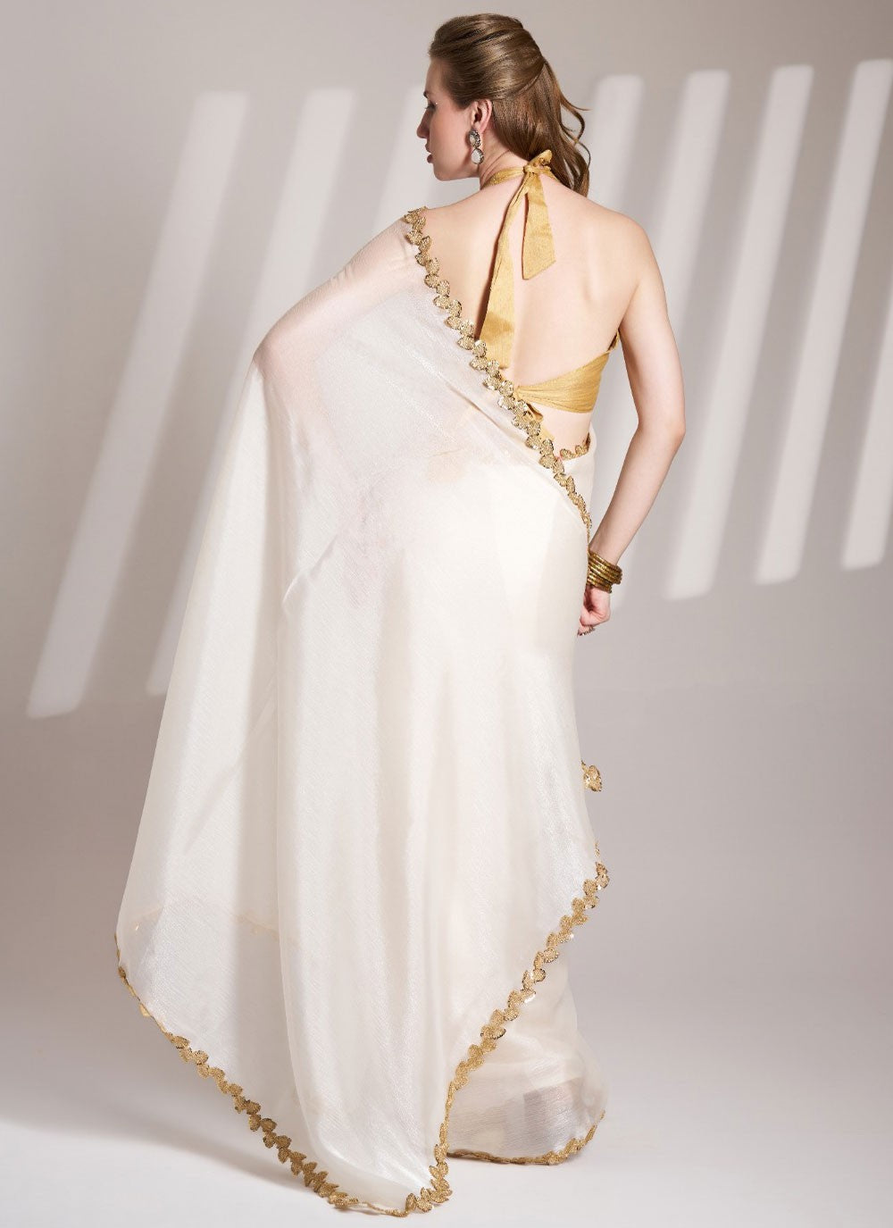 Classic Saree Lace White Burburry Saree S13406
