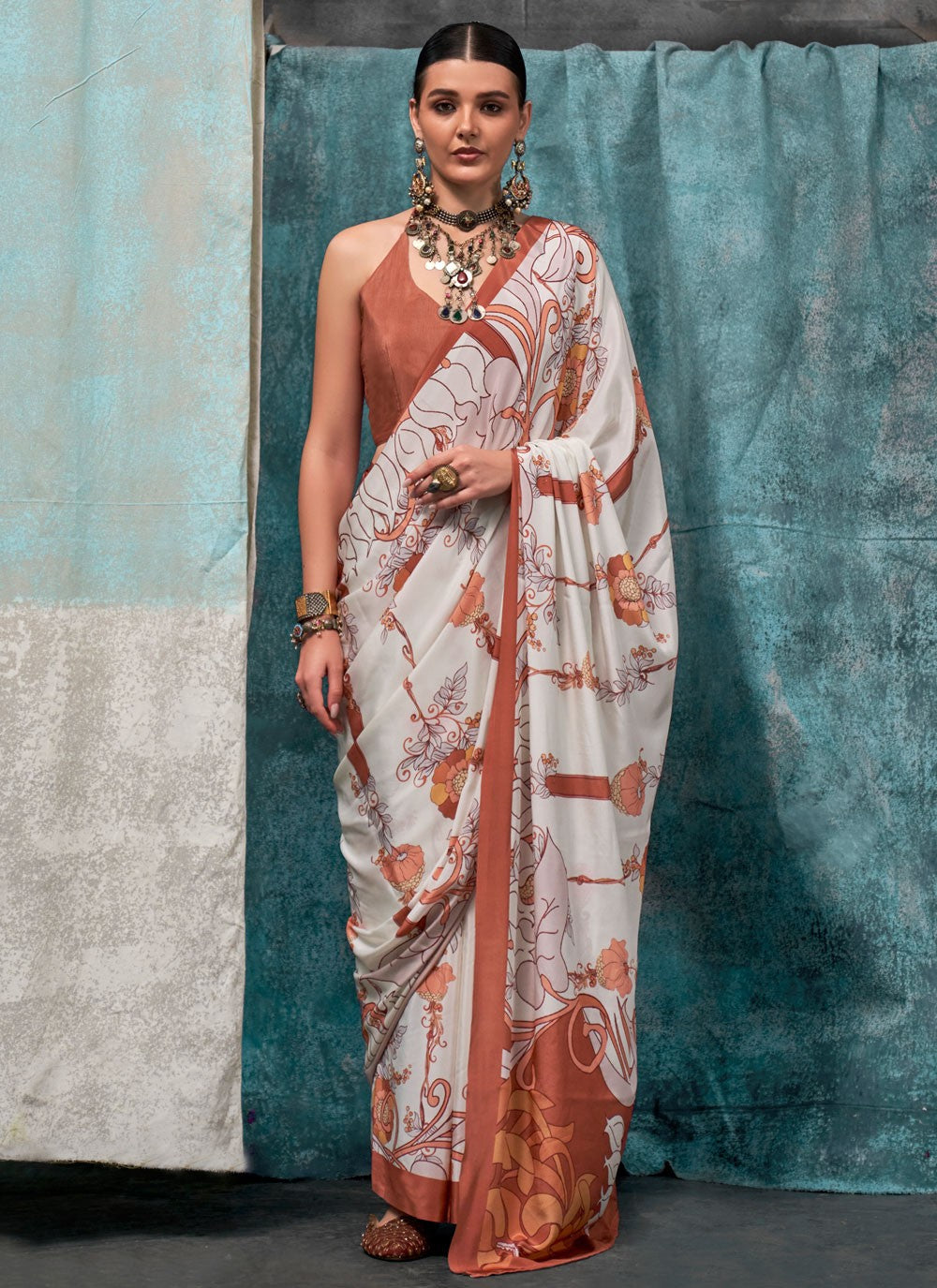 Classic Printed Crepe Silk Saree - S6461