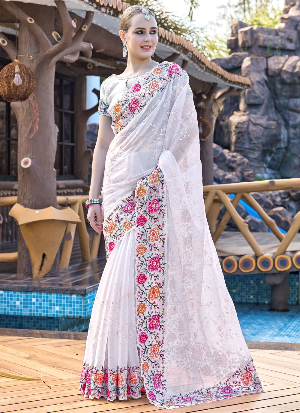 Classic Embroidered Jimmy Chu Saree - S9427