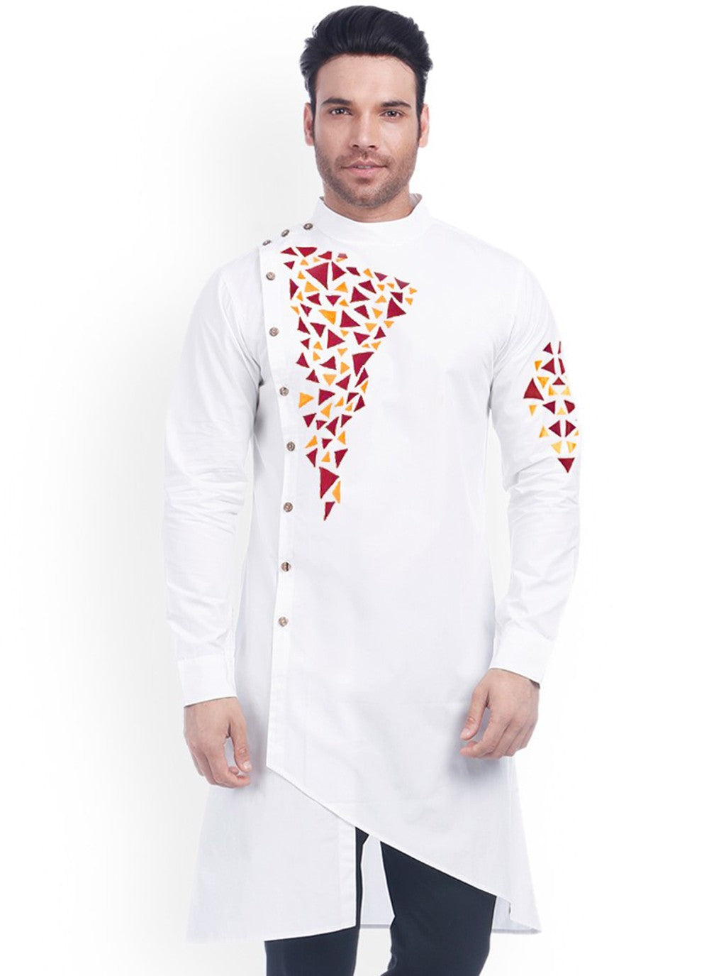 Embroidered Cotton White Kurta - M2340