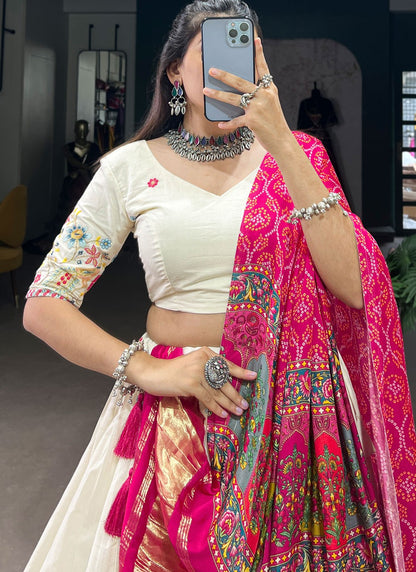 Embroidered Cotton A - Line Lehenga - L2739