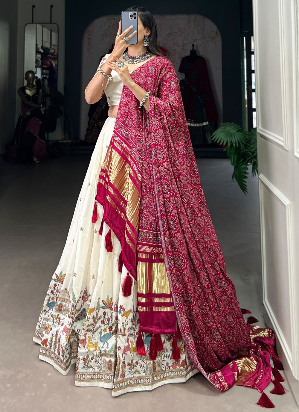 Embroidered Cotton A - Line Lehenga - L2739