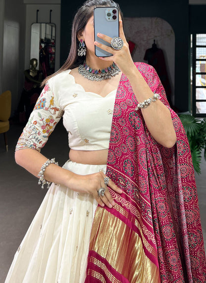 Embroidered Cotton A - Line Lehenga - L2739