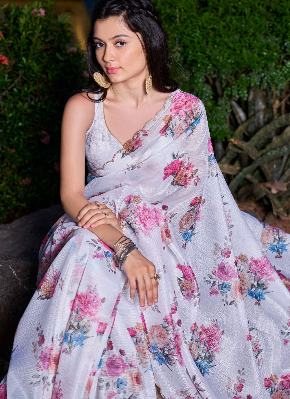 Cutdana, Printed, Swarovski Crush Saree - S11574