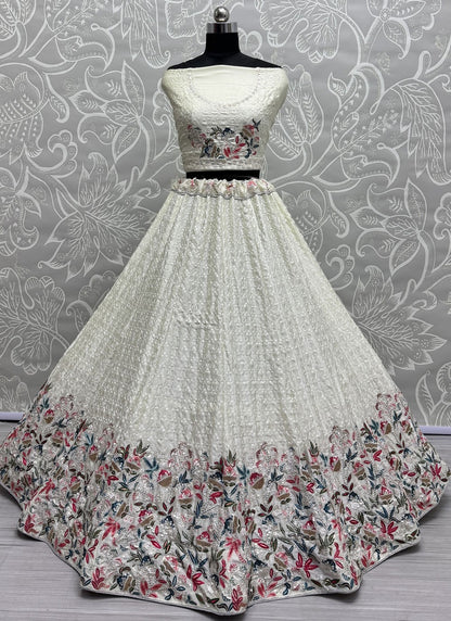 Embroidered Chinon Lehenga - L3057