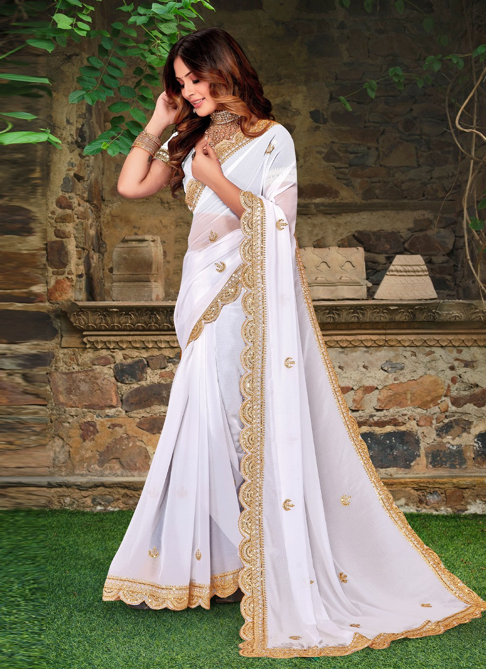 Saree Embroidered Georgette Saree - S3132