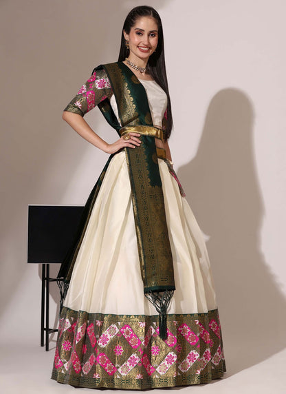 Woven Silk A - Line Lehenga - L2482