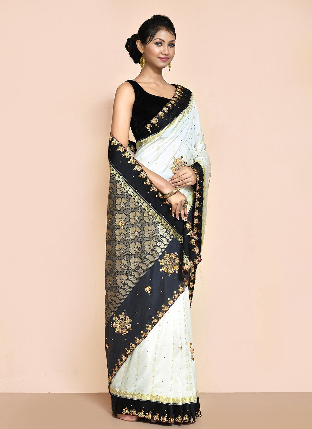 Traditional Hand Embroidery Jimmy Chu Saree - S9244
