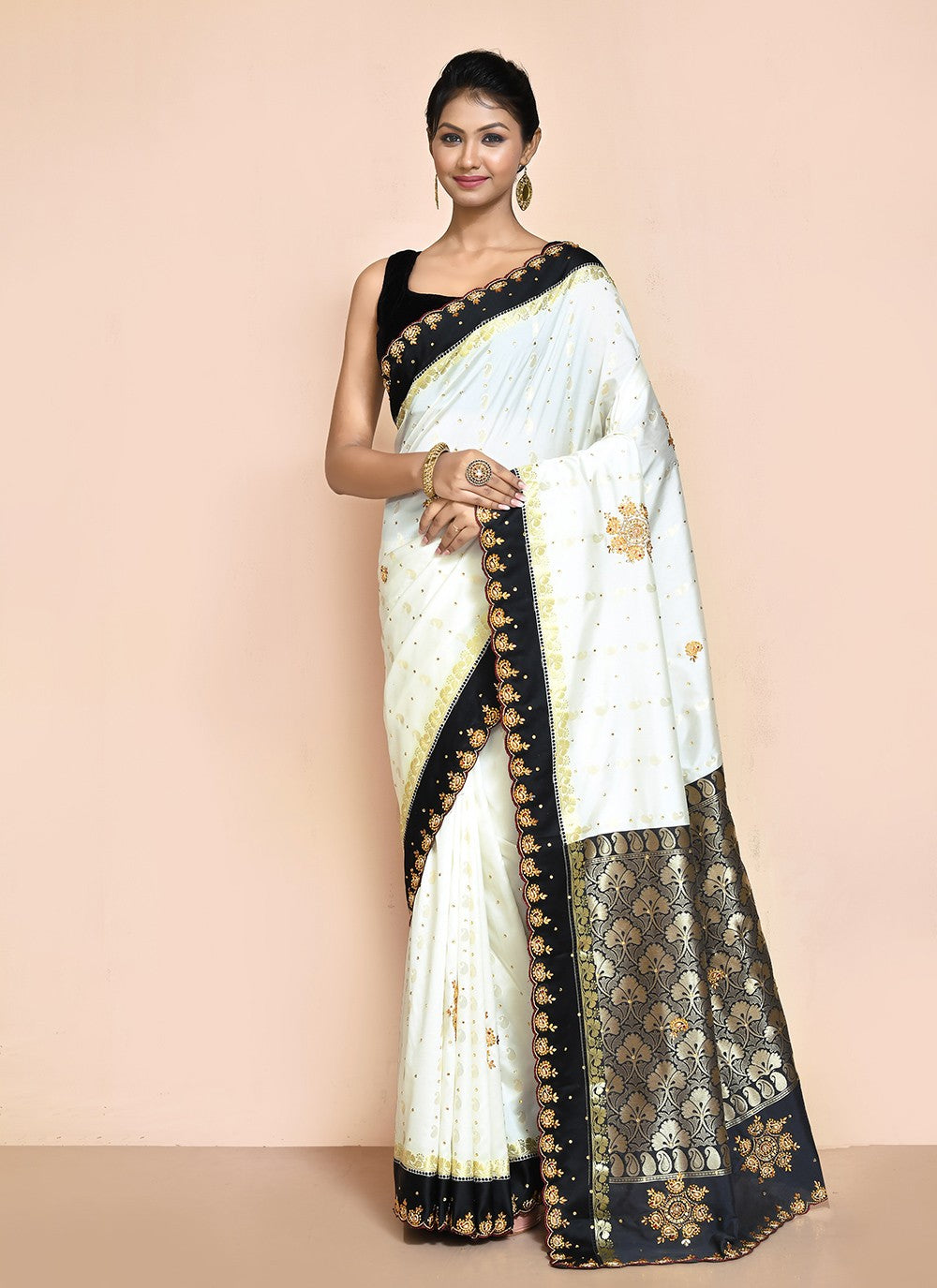 Traditional Hand Embroidery Jimmy Chu Saree - S9244