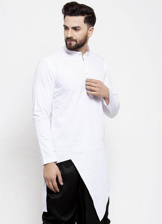 Plain Cotton White Kurta - M1952