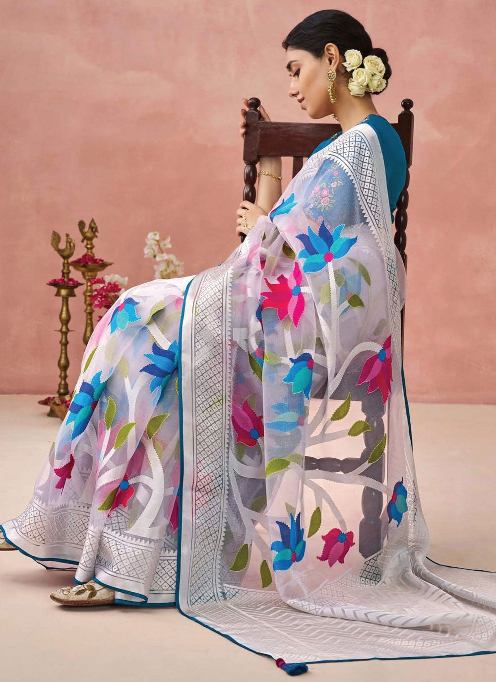 Classic Printed Brasso Saree - S7431