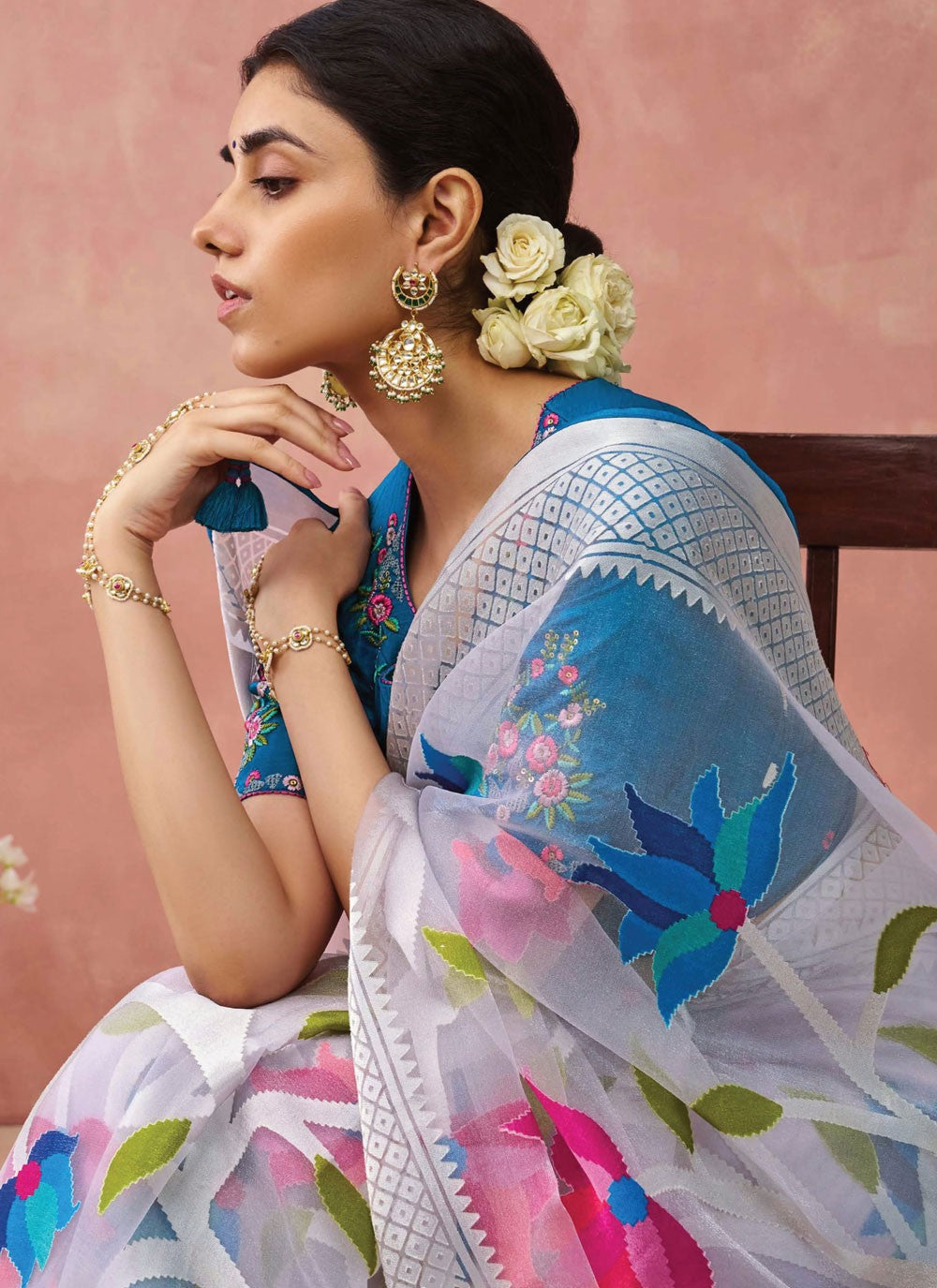 Classic Printed Brasso Saree - S7431
