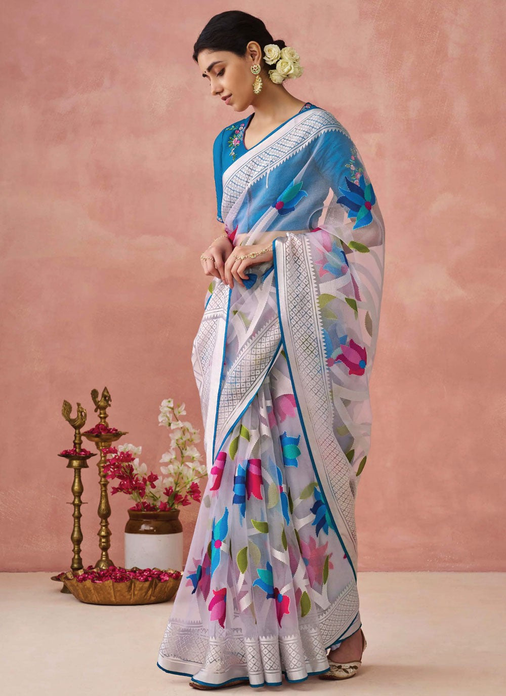 Classic Printed Brasso Saree - S7431