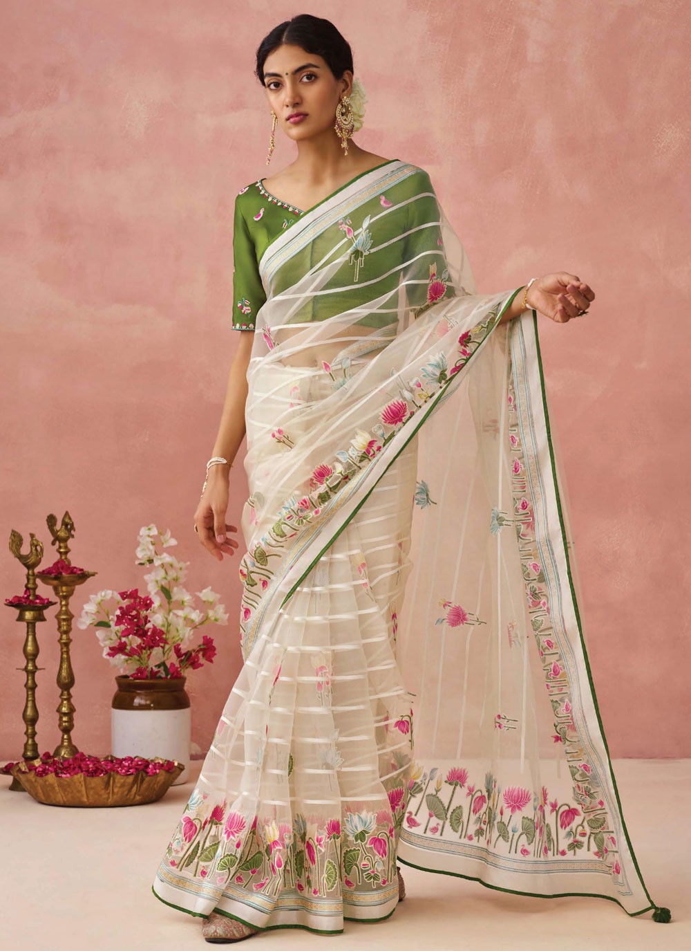 Classic Printed Brasso Saree - S7431