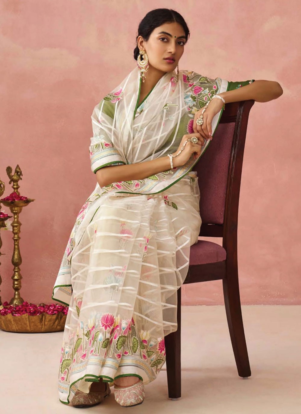 Classic Printed Brasso Saree - S7431