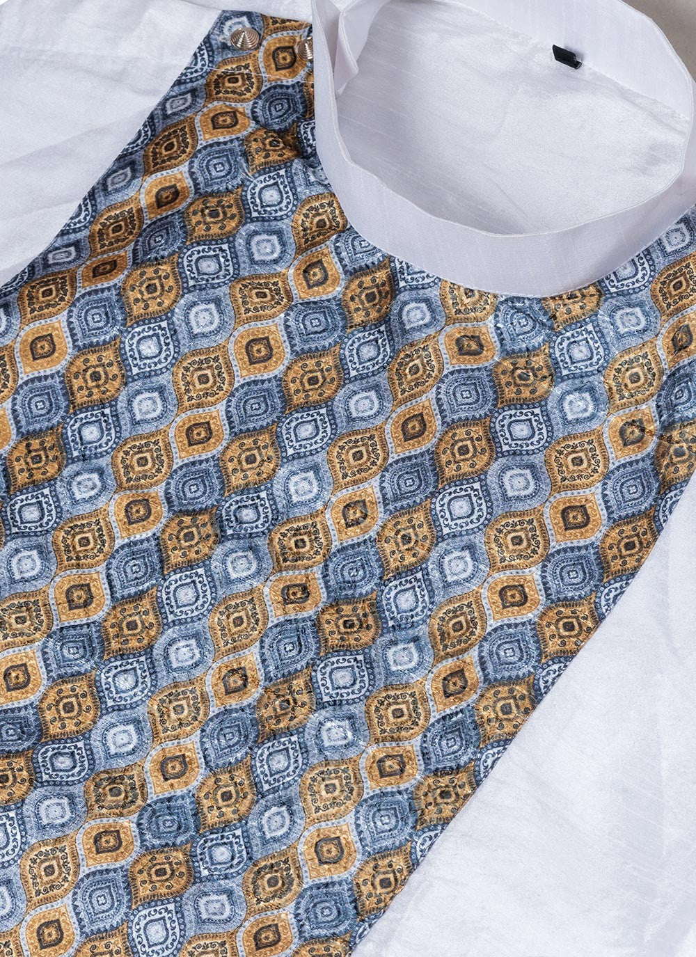 Fancy Work Cotton , Dupion Silk White Dhoti Kurta - M6974