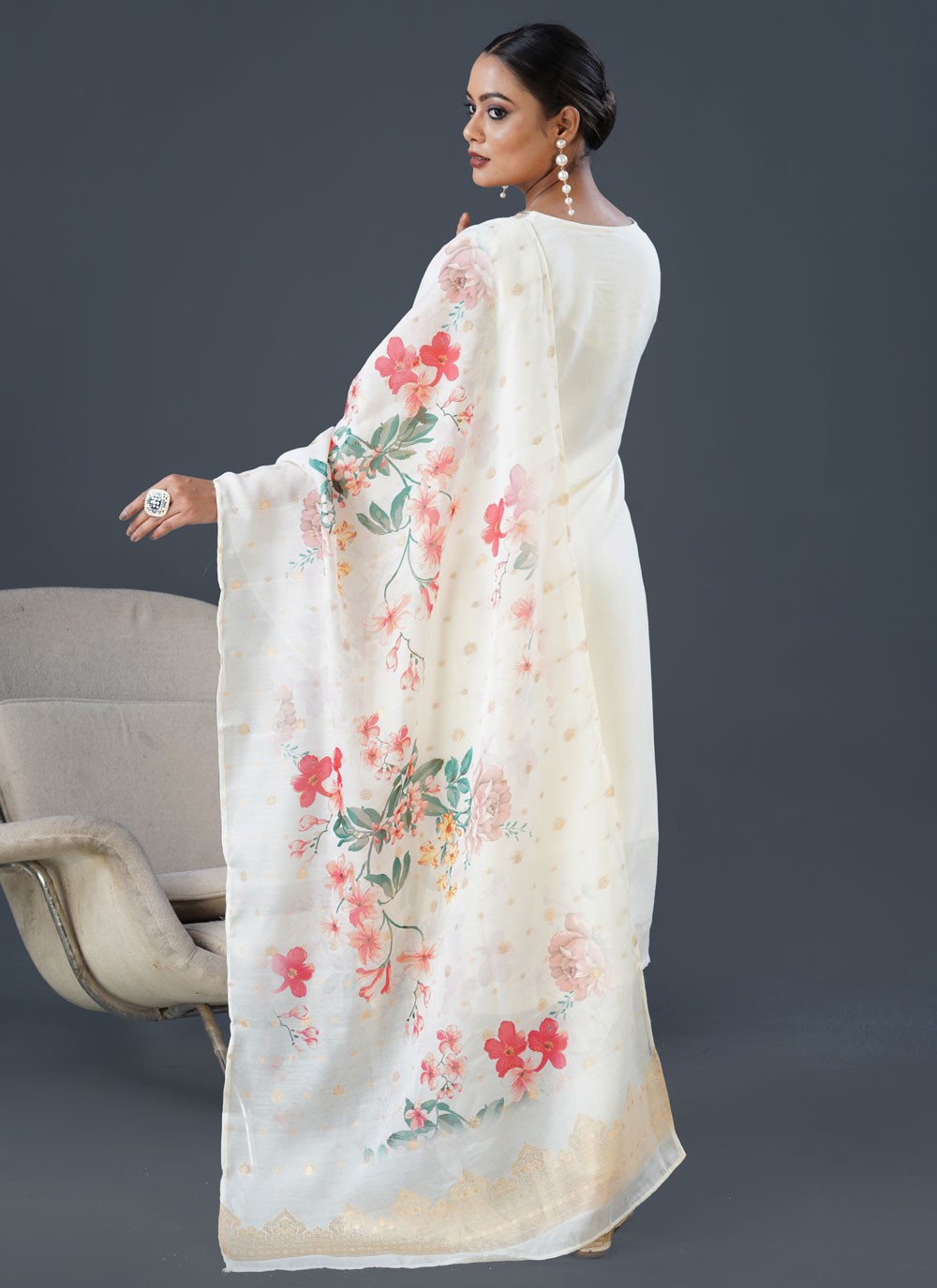 Salwar Suit Embroidered White Rayon T5412