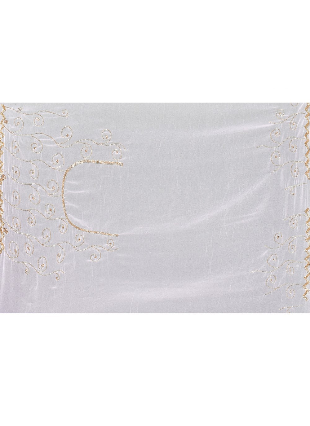 Hand Embroidery Georgette White Saree S14321