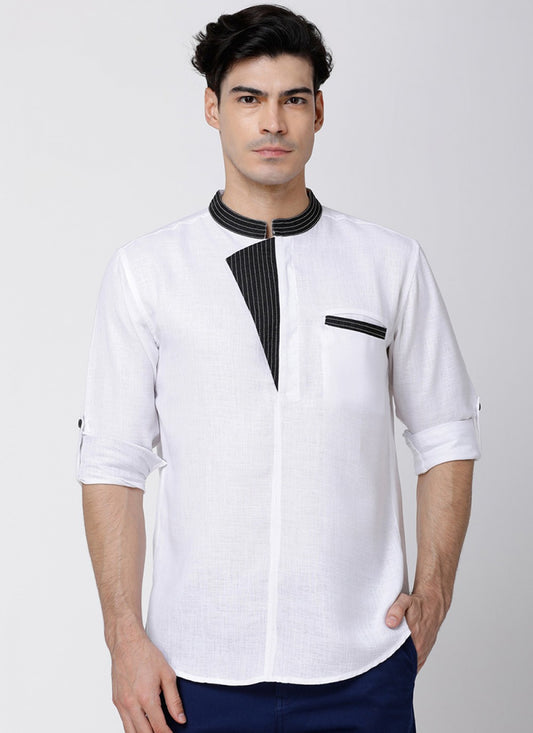 Plain Cotton White Kurta - M1456