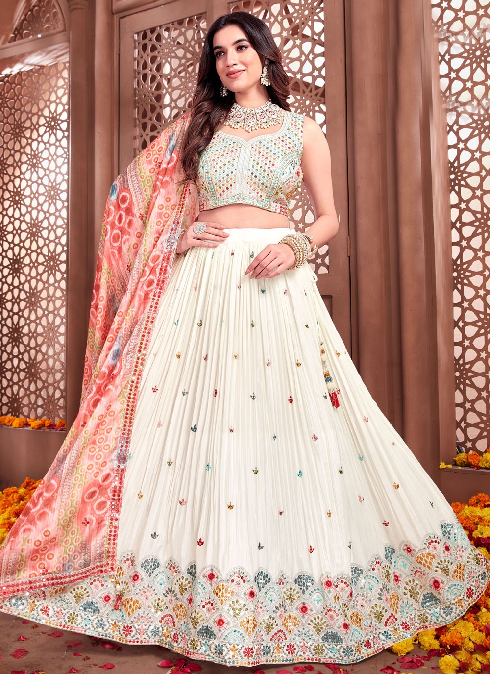 Embroidered Silk Readymade Lehenga Choli - L2673