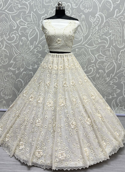 Embroidered Net A - Line Lehenga - L2093