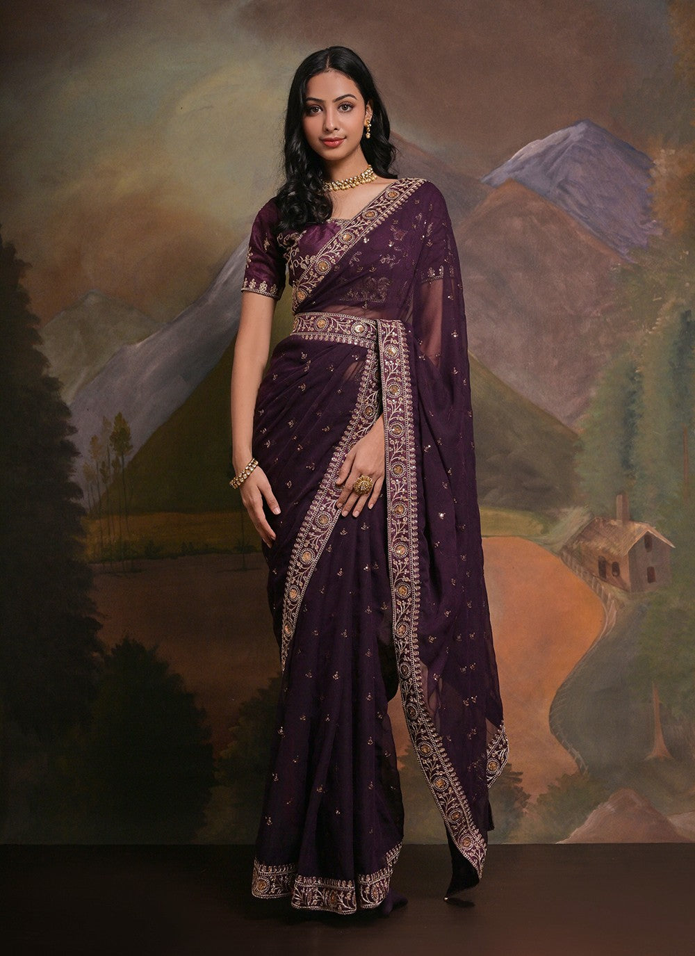 Classic Cord Georgette Saree - S5348