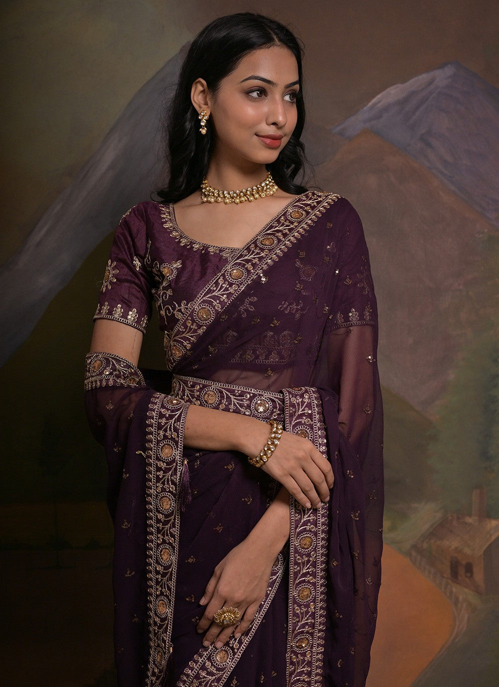 Classic Cord Georgette Saree - S5348