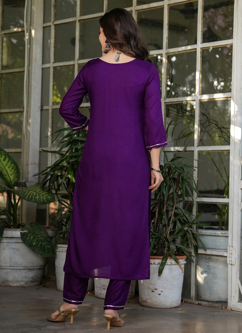 Embroidered Rayon Wine Salwar Suit T6092